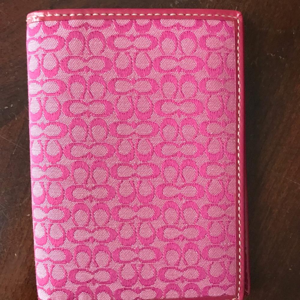Coach Hot Pink Signa Leather Passport Wallet Case